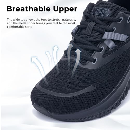 Image of PERSOUL Wide Toe Box Walking Shoes Women Arch Support Tennis Orthotic Sneakers for Plantar Fasciitis Flat Feet Pain Relief US Size 6-11