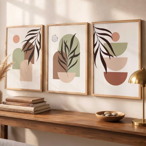 Image of kotart Boho Painting Wall Art Home Decoration Paintings With Frame For Living Room Bed Room Hotel Wall Decor Digital Reprint Set of 3 (19X25 inch)