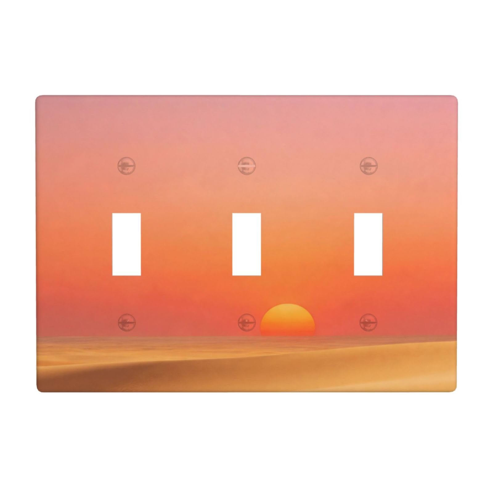 Desert Sunset Line 3 Gang Switch Plate Cover-Unbreakable Polycarbonate Wall Plate, Heat Resistant Toggle Switch Decor for Home