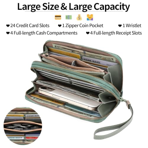 Image of GAEKEAO RFID Leather Wristlet Wallet for Women with Grip Strap