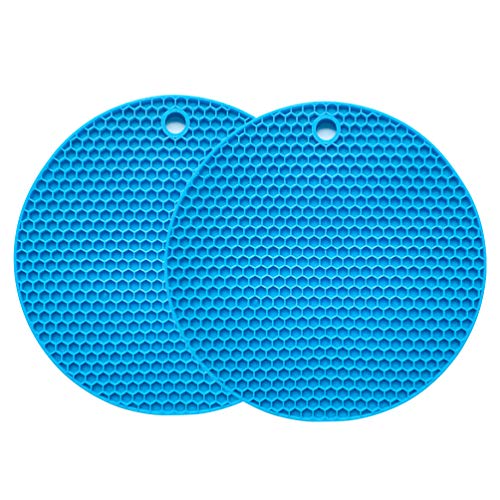 PTAPIPI Tapis de Dessous de Plat en Silicone Tapis de séchage Polyvalent résistant à la Chaleur jusqu'à 464 ° F, Support de Pot, étanche, (Lot de 2)...