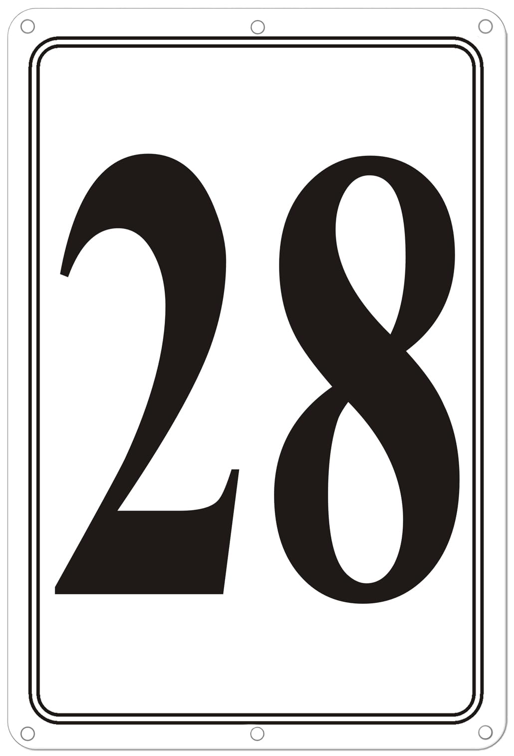 Premium Aluminum Number Signs 28, Metal 12" X 8" Numbered Signs Outdoor for Parking Lots, Floor, Dock, Court, Aisle, Field, High Visibility, No Fade, Weather-resistant