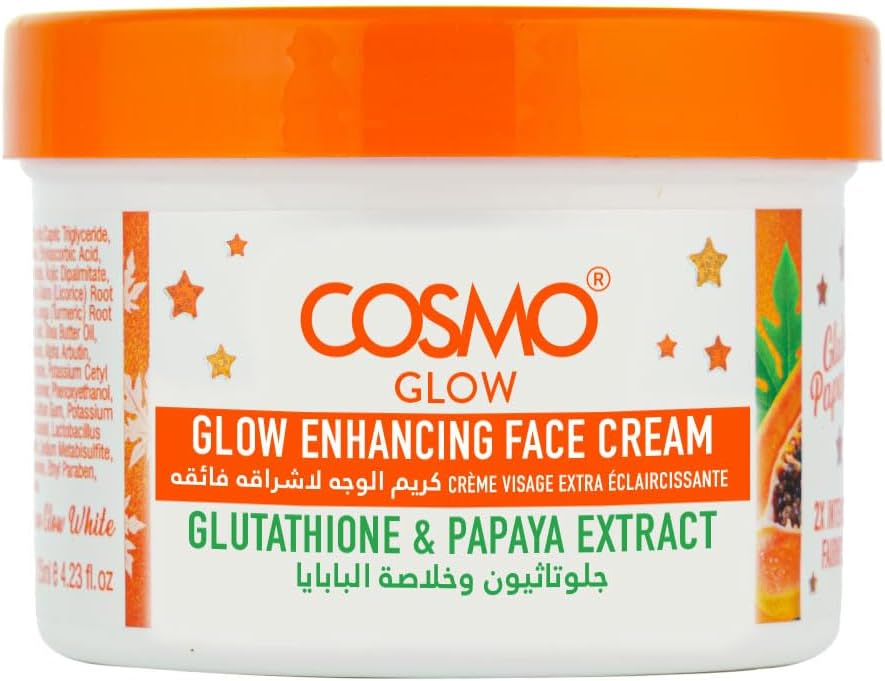 Cosmo Gluta Papaya Glow Enhancing Face Cream 125ml | Glutathione and Papaya Extract | Deeply Hydrating Face Cream | Rich in Antioxidant | For Unisex
