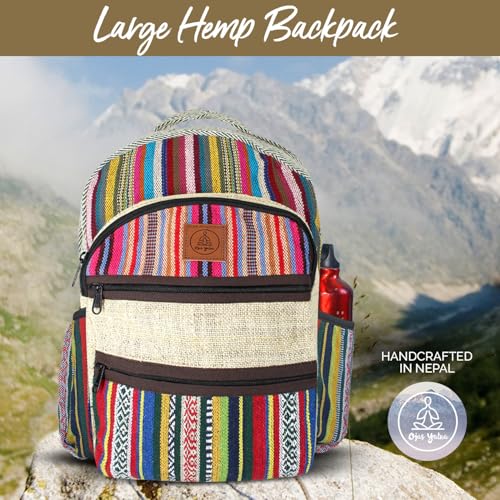 Large-Hemp-Travel-Backpack--Himalayan-Laptop-Backpack-Women-Men--Ideal-Bohemian-Hiking-BackPack-Book-Bag-Bohemian-Laptop-Bag-Boho-Bookbag--Fits-156-Laptop-Large-Multicolor