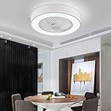 Orillon Modern Macaron Flush Mount Ceiling Fan with Light for Indoor Kitchen Bathroom Bedroom,Remote...