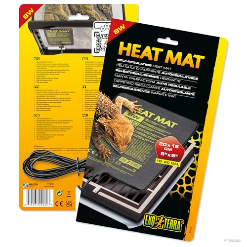 Exo Terra Heat Mat – Self-Regulating Reptile Heating Pad for Terrariums, Conductive Source for Reptiles & Amphibians, Fast Warm-Up, Safe & Energy Efficient, Even Distribution 8W
