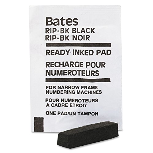 Bates Ready-Inked Pad for Standard and Dropped Cipher Numbering Machines, 1 Pad, Black (9808196)