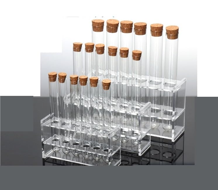 Set Di Provette In Vetro, Provette Con Supporto, Provette In Vetro Con Tappi Di Sughero, Provette Trasparenti Con Supporto In Acrilico, Kit Portaprovette 6 Fori(6-Hole 20 * 200 Rack Set)