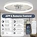 Fszdorj 20‘’ Ceiling Fan with Light, Upgraded Low Profile Fan, Flush Mount Ceiling Fan, 6 Speeds, Dimmable LED, App & Remote Control, Quiet DC Motor, for Bedroom, Living Room, F115 White
