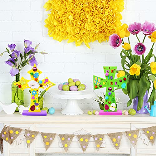 18 Sets Easter Cross Decorations Diy Easter Craft Kits Assorted Easter Cross Foam Cutouts Easter Egg Bunny Chick Foam Stickers Pom-Poms For Kids Easter Classroom Sunday School Vbs Activity Art Project #TOP6