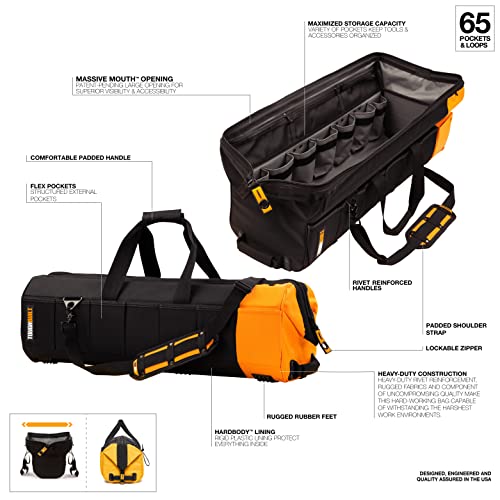 Image of ToughBuilt - Massive Mouth Tool Bag, Heavy-Duty Fabric Wide-Mouth Bag with Rigid Frame, Waterproof Hard Base & Reinforced Handles