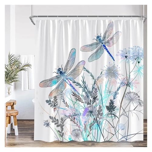 Rideau de douche feuilles bleues aquarelle en tissu 180x180cm - 2