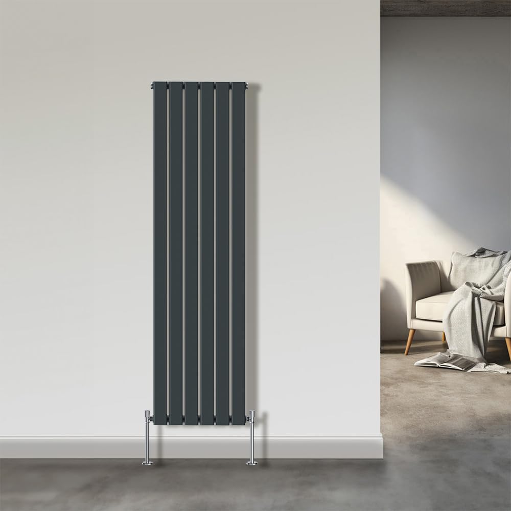 Nrg Anthracite 1800X408mm Single Flat Panel Designer Tall Vertical Radiator Central Heating
