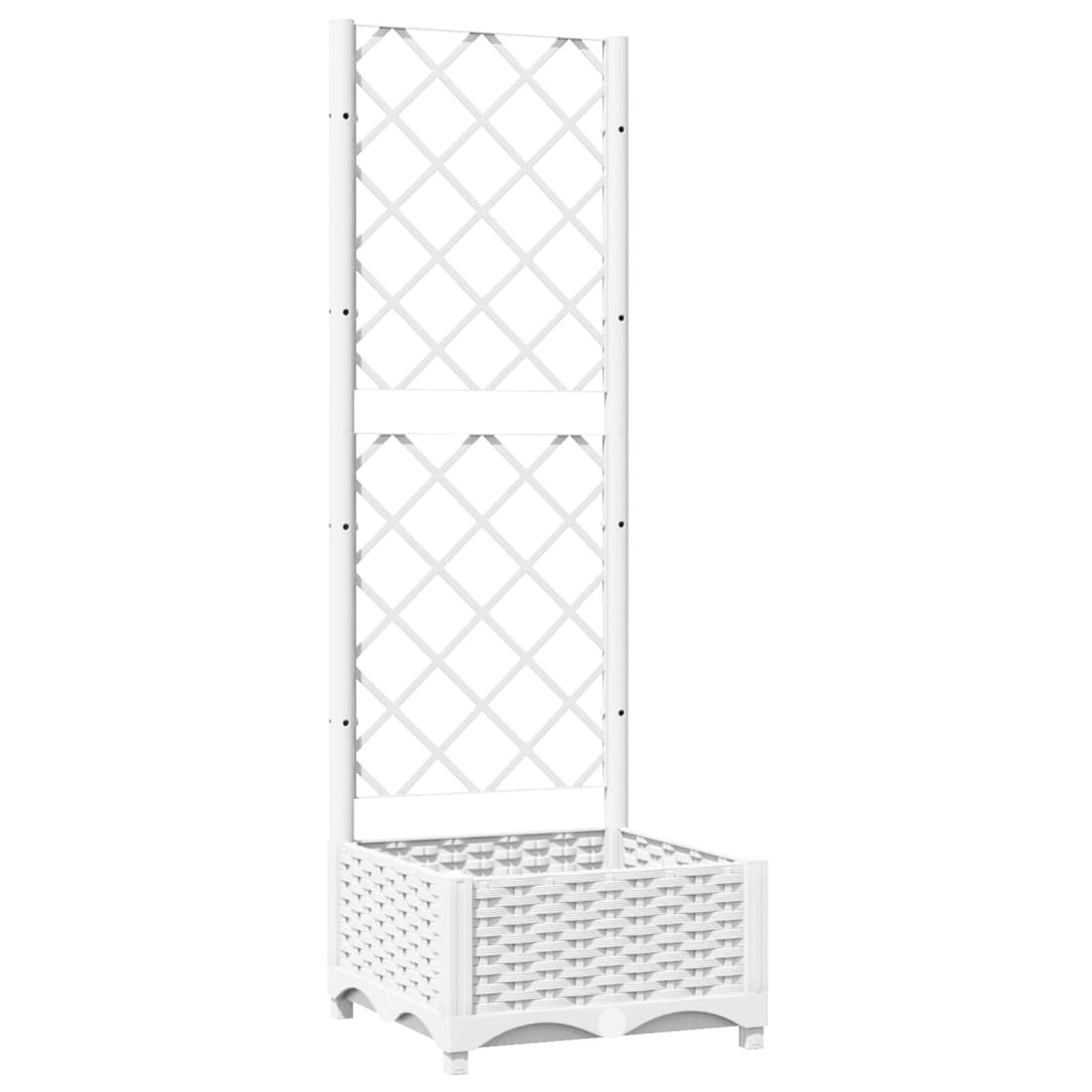 Gecheer Jardinera con Enrejado Hellbrunn | Jardinera con Celosia | Macetero con Enrejado,Maceta Planta Caja Flores Pérgola Soporte para Balcón y Jardín Decoración Blanco 40x40x121,5 cm