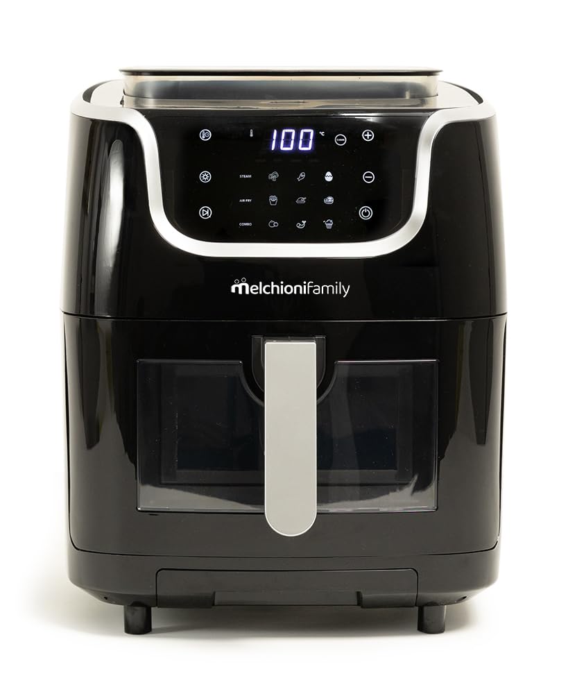 Freidora de Aire Melchioni Gioia 3in1 con Función de Cocción al Vapor, Capacidad de 6,5L, Pantalla Táctil, 30 Programas Preestablecidos, Temporizador y Temperatura Regulable, Potencia de 1700W.