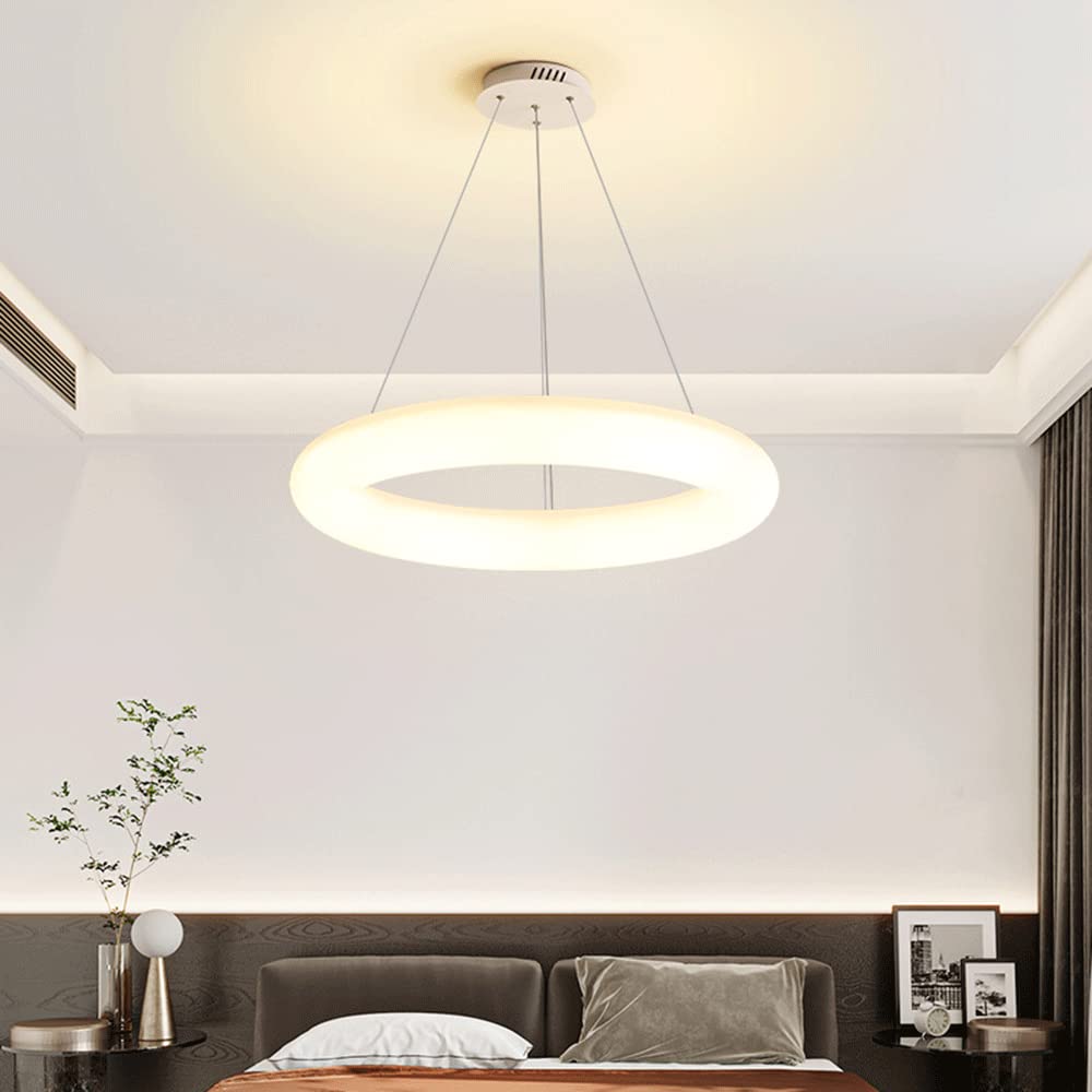 Nowoczesna lampa wisząca LED 18W z pierścieniem, kreatywne okrągłe akrylowe lampy wiszące, biała lampa wisząca do pokoju dziecięcego, prosta restauracja oświetlenie dekoracyjne żyrandol