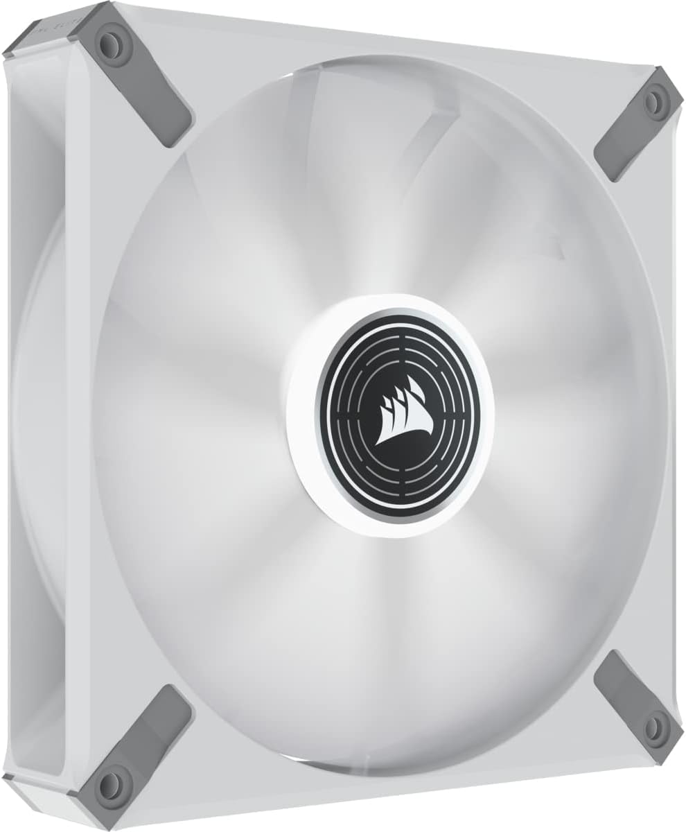 Corsair ML140 LED ELITE, 140 mm Ventilador PWM LED Blanco (Tecnología AirGuide, Rodamiento de Levitación Magnética, Funciona a Velocidades 1.600 RPM, Ocho LED) Paquete Simple, Estructura en Blanco