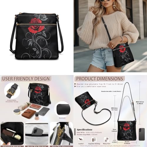 Crossbody Purses and Handbags for Women Leather Satchel Shoulder Bag Top Handle Bag 3PCS Tote Bag Wallet3