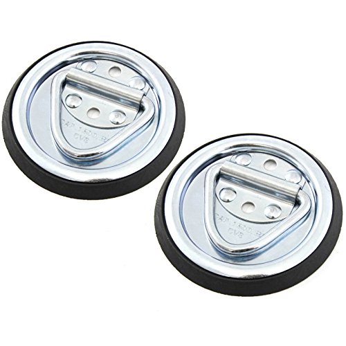 2 Surface Mount D Rope Ring 1/4 Inches Tie Down Truck Trailer Cargo Van Point 4 Inches Round #TOP6