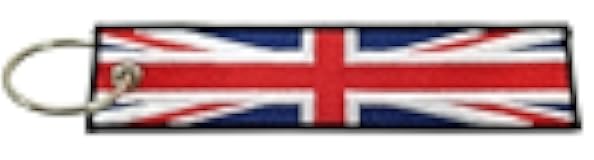 United Kingdom of Great Britain Union Jack Flag Key Chain, 100% Embroidered