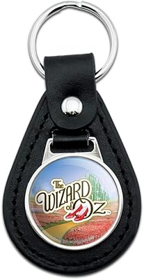 Black Leather The Wizard of Oz Ruby Slippers Logo Keychain