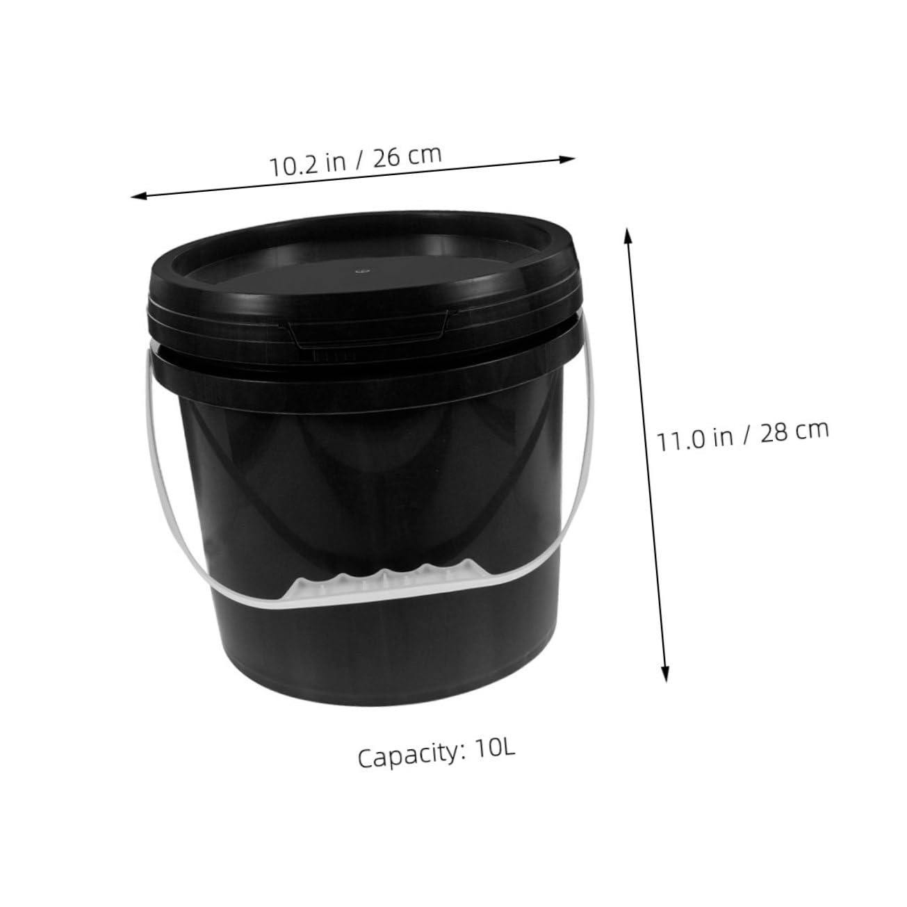 Cubo de Pintura Portátil de Plástico Negro 10l con Tapa | Recipiente Reutilizable, Prevención de Derrames, Uso DIY y Aplicaciones Variadas