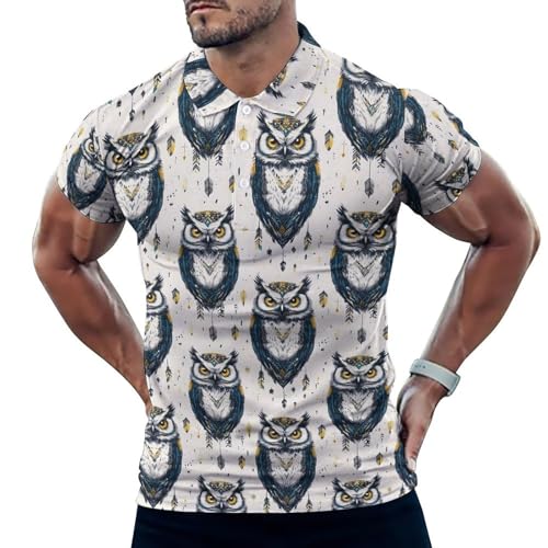 Polo de golf pour homme imprimé hibou vintage coupe sèche
