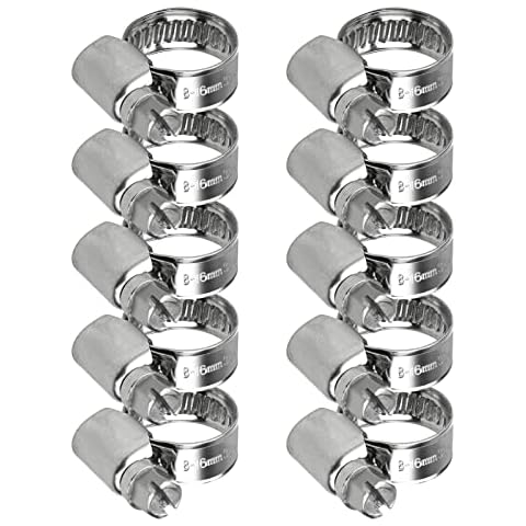 10 Pcs 8-16mm Hose Clips Adjustable, Stainless Steel Jubilee Clips for Securing Hose Connections Home Gas Pipe Flexible Hose Pipe Tube Cover