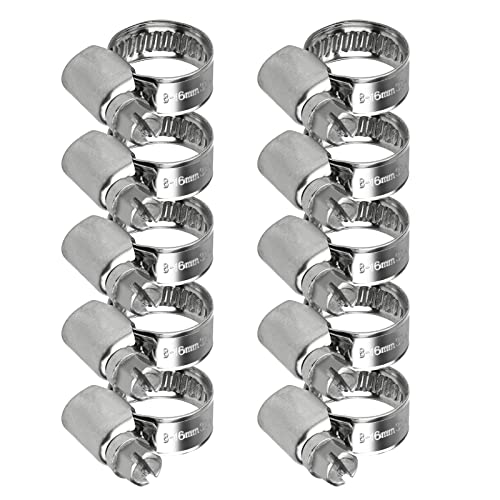 10 Pcs 8-16mm Hose Clips Adjustable, Stainless Steel Jubilee Clips for Securing Hose Connections Home Gas Pipe Flexible Hose Pipe Tube