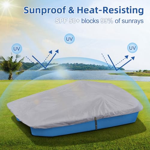 Pedal Boat Cover,Heavy Duty Waterproof & Anti-UV Paddle Boat Cover with Windproof Buckle Straps (Grey) - Thumbnail 6