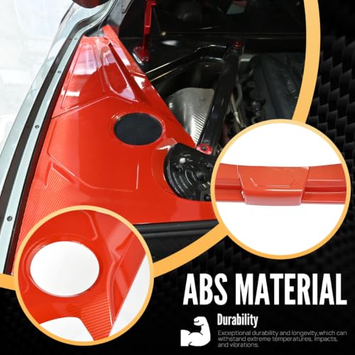 Image of Red Rear Engine Compartment Surround Overlay,Carbon Fiber Pattern Engine Bay Panel Cover Trim Side Panel Engine Bay Dress Up Kit for Corvette C8 Stingray Z51 2020+,for C8 Z06 /E-Ray 2023+