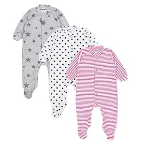 TupTam Baby Meisjes Pyjama Boxpakje Slaapoverall met Voet 3-Pack