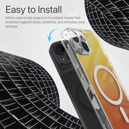 Image of Vaku Luxos TPU Eternity Magpro Back Cover Case For iPhone 15 Scratch Resistant Slim Fit Protective Design Military-Grade Protection Compatible With Mag-Safe Wireless Charging-Yellow & Orange