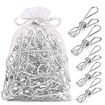 Fabsome Clothes Pegs Chip Clips Pack of 40, Long-lasting Strong-Grip Metal Laundry Clips for Washing Line, Snack Bags, Washcloth, Pictures, Paper at House, Kitchen, Office, 2 Sizes, (40 Pcs)