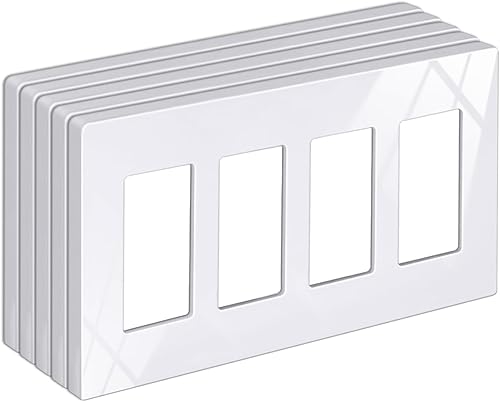 Vista 25 de BESTTEN Placa de pared de 5 bandas marrón mate sin tornillos, cubierta de salida para decoradores, Serie USWP8 de la Colección Signature, H4.69” x