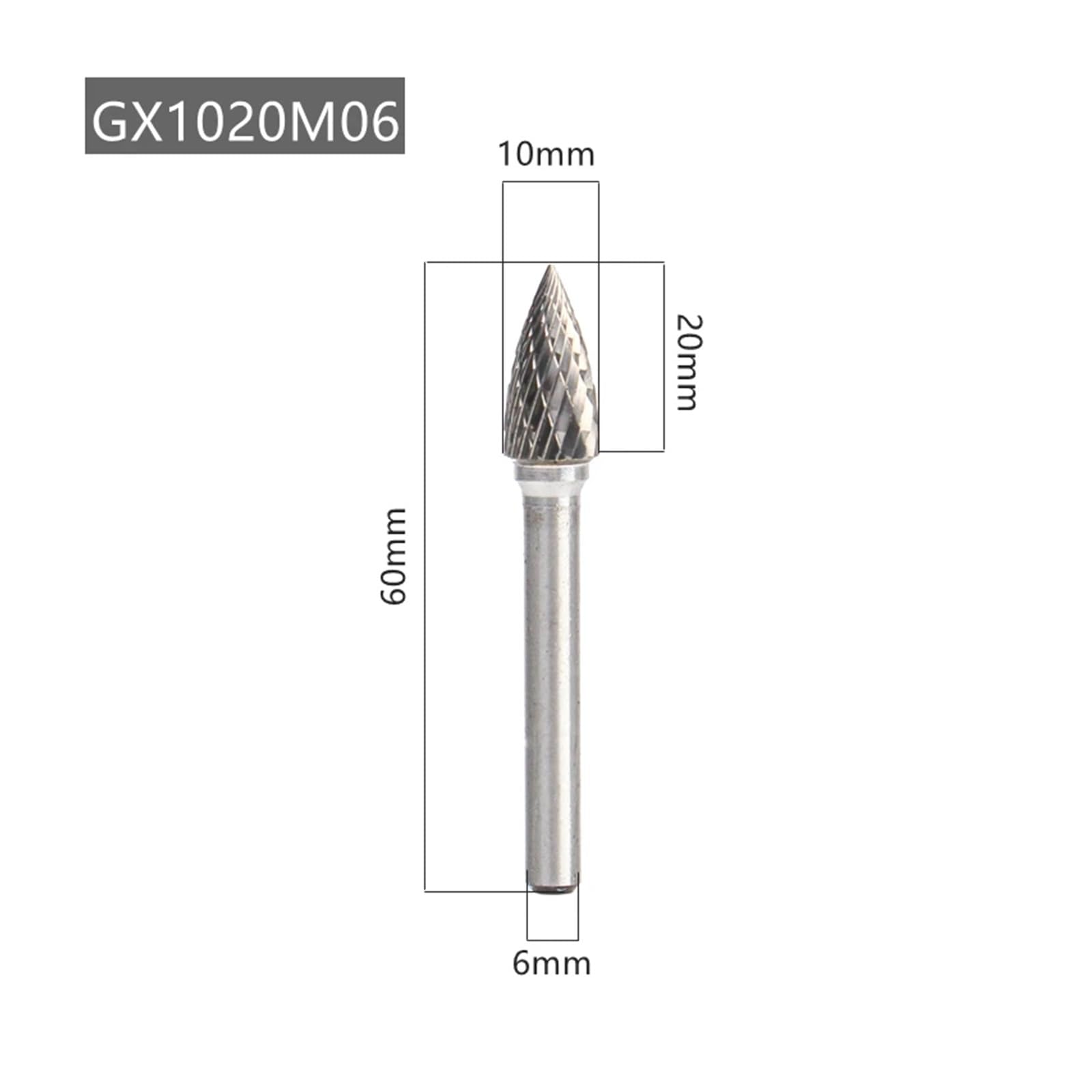 Fresa de carburo Lima rotativa de doble ranura de acero de tungsteno, cabezal de molienda for tallado, fresa for Metal duro de aleación de cobre(GX1020M06)
