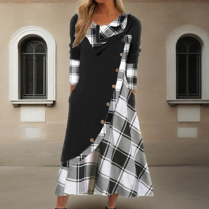 Winter Dresses for Women Wedding Guests Casual Cute Heart Long Sleeve Tiered Maxi Dress with Pockets Plus Size - Image 2