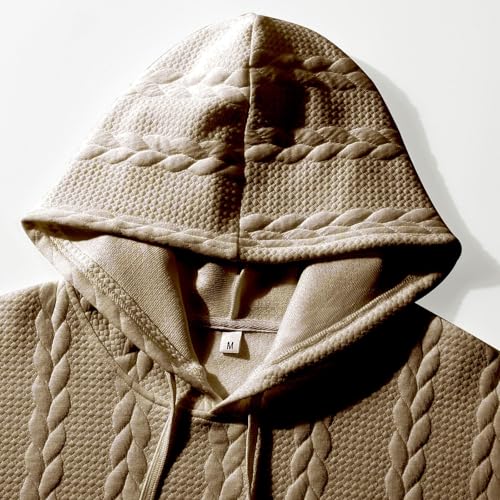 Knit Hoodies for Men Fashion Pullover Shirt Long Sleeve Men's Trendy Textured Hooded sweatshirts Drawstring Hoodie2