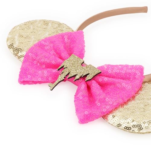 Image of DRESHOW Mouse Ears Bow Headbands Minnie Ears Headband Glitter Party Decoration Cosplay Costume for Women