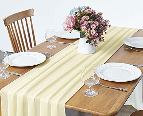 5 Pack 10Ft Light Yellow Chiffon Table Runner Sheer 29x120 Inch for Romantic Wedding Decor Bridal & Baby Shower Birthday Rustic Party Decoration by Pufogu - Used condition - Image 2