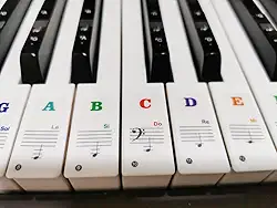 Adesivos de teclado de piano para teclas 88/61/54/49/37, adesivos de notas de piano para aprendizagem, letras removíveis de teclado de piano, etiqueta de notas para iniciantes e crianças, teclas