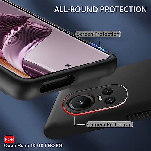 Image of TheGiftKart Sleek Back Cover Case for Oppo Reno 10 / Reno 10 Pro 5G | Slim Fit Protective Design | Ultra Matte Finish | Camera Protection Bump | Soft Back Cover Case (Silicone, Black)