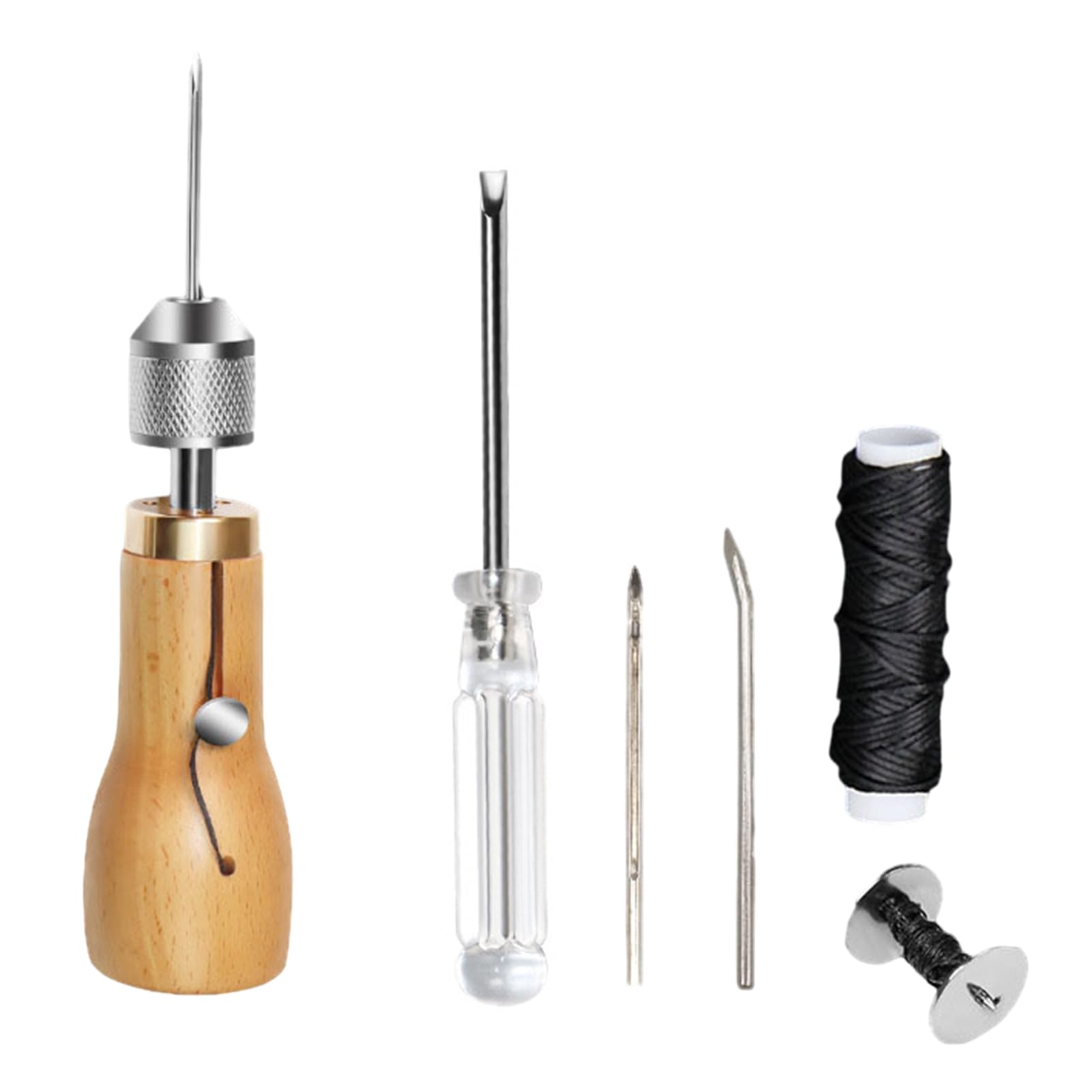 Mubsar Leather Sewing Awl Set Hand Stitcher Leather Repair Tool Kit with Needles Wrench Screwdriver Hand Sewing Tool for Leather Heavy