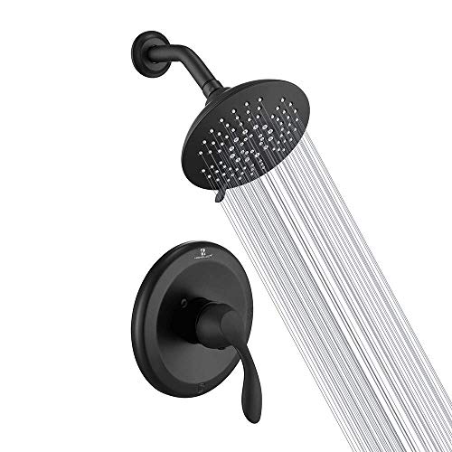 HOMELODY Shower Faucet Set Matte Black, Shower Trim Kit With Valve,Shower Tub Kit 5-Spray Shower Head and Handle Set,Wall Mounted Shower System