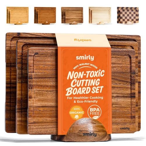 SMIRLY Walnut Wood Cutting Boards for Kitchen...