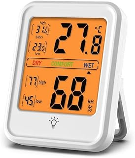 Digital Thermo-Hygrometer, Room Thermometer, Room Hygrometer, Baby Room Thermo-Hygrometer with Recording and Indoor Climate Indicator for Indoor Climate Control Climate Monitor, Small Size