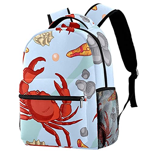 Sac à dos Étoile de mer Crabe pour filles et garçons à multiples poches