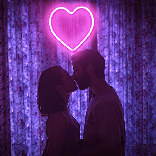 image for XIYUNTE Heart Neon Light Sign, Neon Heart Light Battery or USB Operate