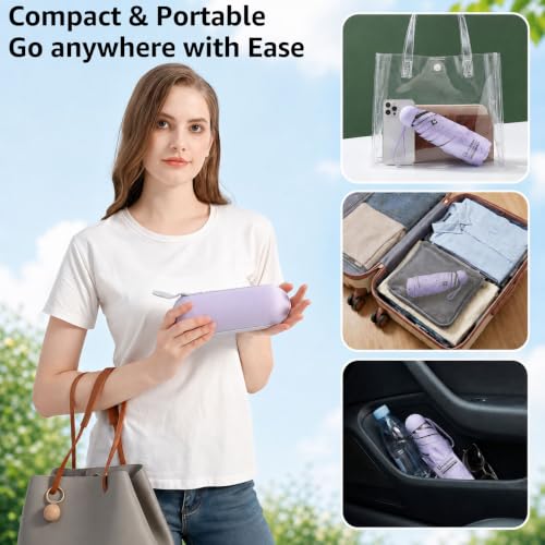 Image of BAODINI Travel Mini Umbrella for Purse with Case-Small Compact UV Umbrella Protection Sun-Lightweight Tiny Pocket Umbrella with Case for Women, Girls