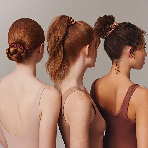 Image of Slip Silk Hair Ties - Skinny Silk Copper Scrunchies, No Damage, No Crease, Anti-Breakage |100% Mulberry Silk | All Hair Types | Made with Proprietary Slipsilk | Set of 4
